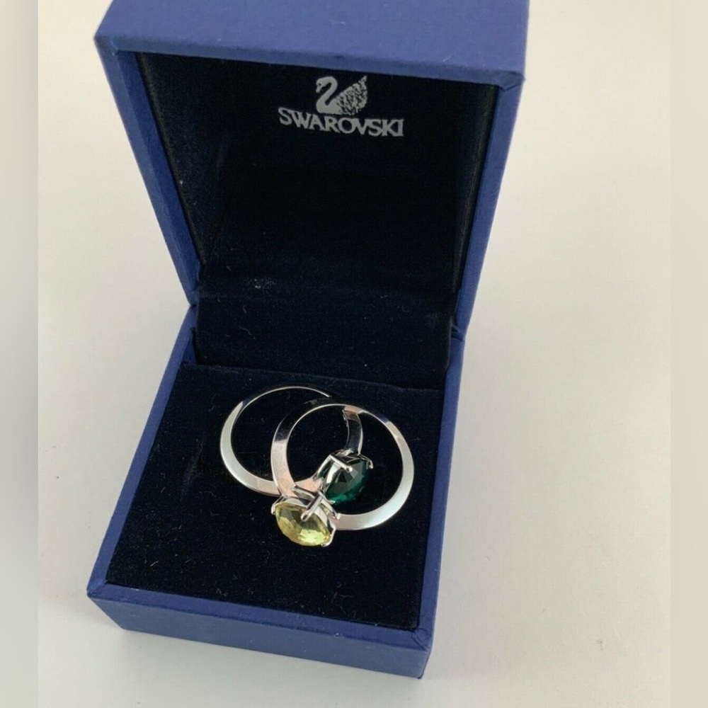 Swarovski stackable rings green and yellow crystal